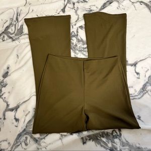 Army green flare leg pull-on pants